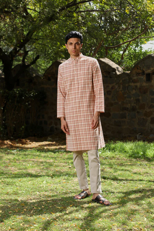 Rangsutra Arka Cotton Checked Long Kurta - Image 8