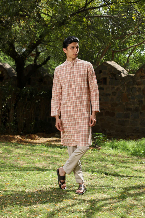 Rangsutra Arka Cotton Checked Long Kurta - Image 9