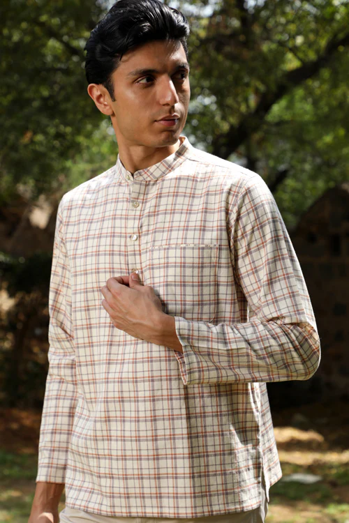 Rangsutra Arka Cotton Checked Short Kurta