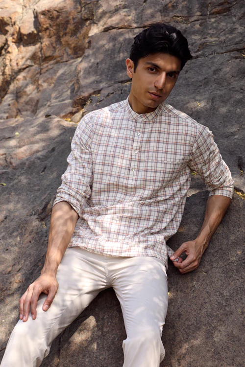 Rangsutra Arka Cotton Checked Short Kurta - Image 7