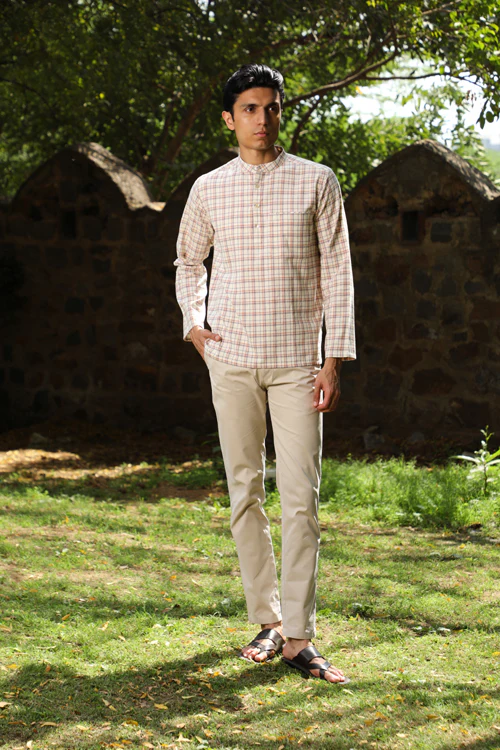 Rangsutra Arka Cotton Checked Short Kurta - Image 8