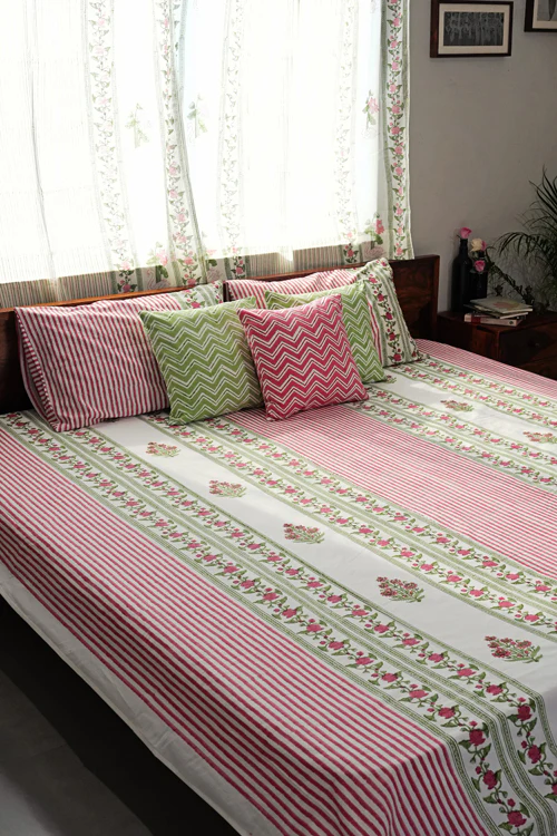 Sooti Syahi Artisan'S Dream Hand Block Printed Cotton Percale Bedsheet - Image 2