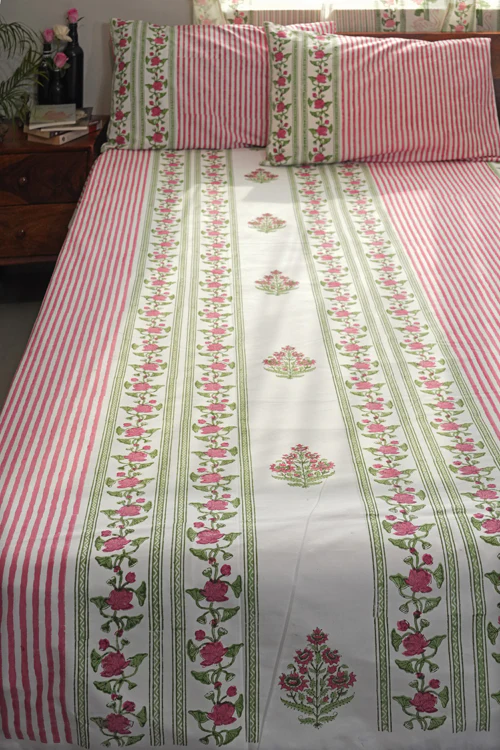 Sooti Syahi Artisan'S Dream Hand Block Printed Cotton Percale Bedsheet - Image 3