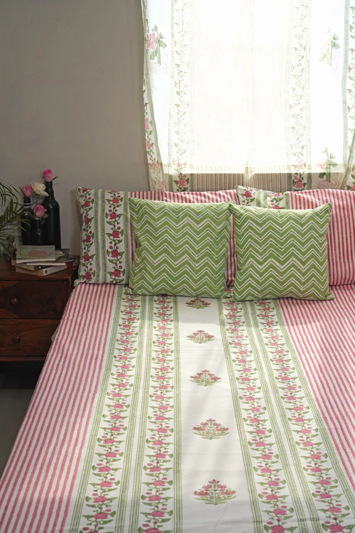 Sooti Syahi Artisan'S Dream Hand Block Printed Cotton Percale Bedsheet - Image 4