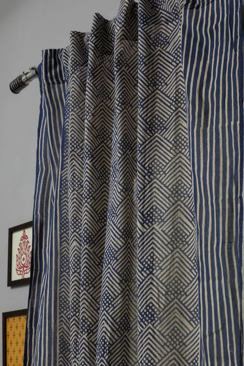 Sooti Syahi Aster Hand Block Printed Door Curtain - Image 2