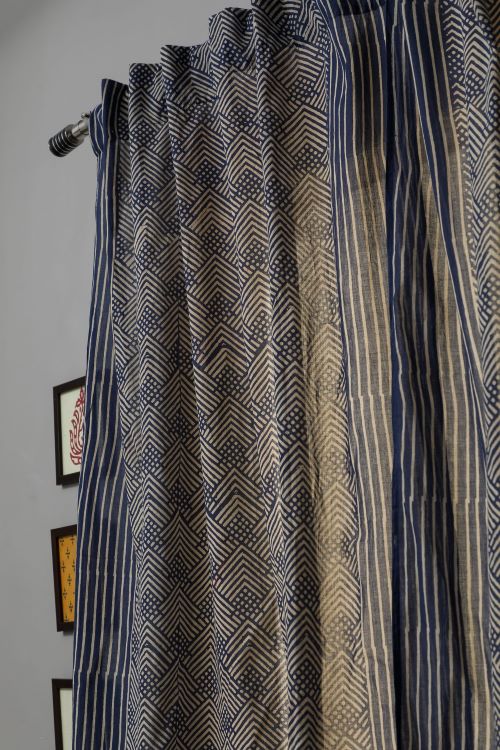 Sooti Syahi Aster Hand Block Printed Window Curtain - Image 2