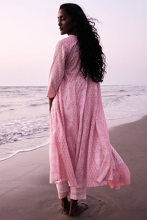 Okhai 'Awaken' Mul Cotton Hand Block Printed Kurta Pant Dupatta Set - Image 4