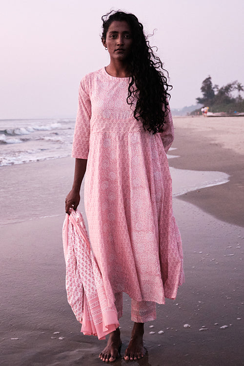 Okhai 'Awaken' Mul Cotton Hand Block Printed Kurta Pant Dupatta Set - Image 8
