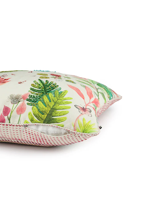 Onset Homes Bagicha Hand Embroidered Cushion-Pink - Image 3