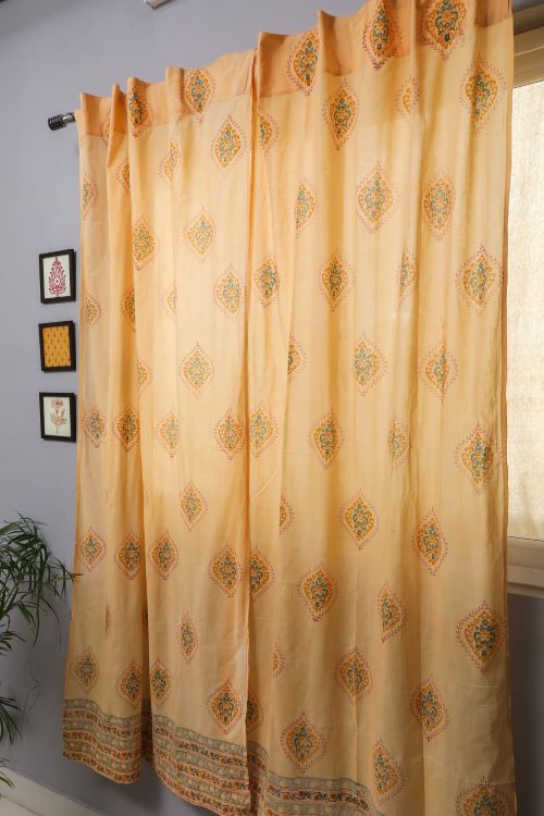 Sooti Syahi Baileya Red Hand Block Printed Door Curtain - Image 2