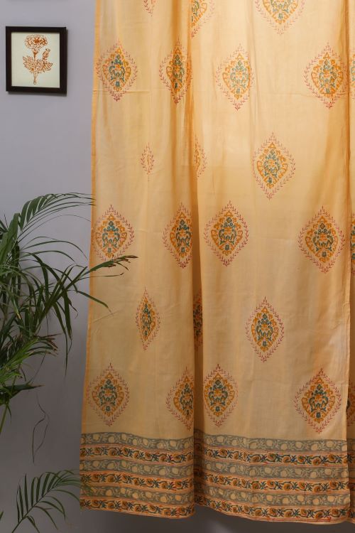 Sooti Syahi Baileya Red Hand Block Printed Door Curtain - Image 3