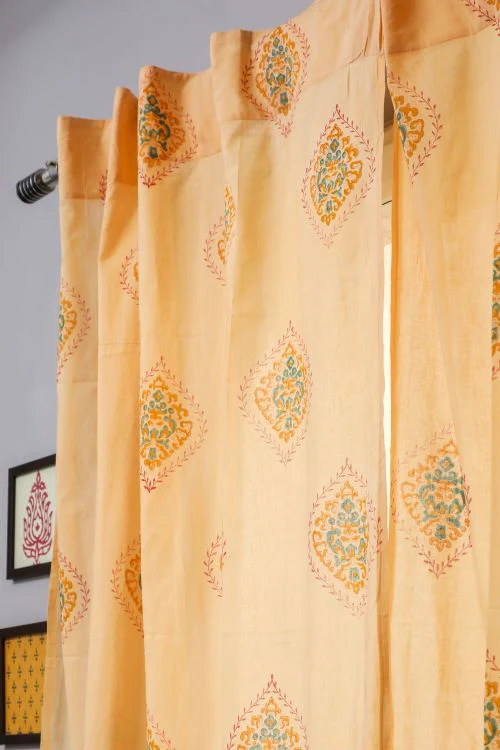Sooti Syahi Baileya Red Hand Block Printed Door Curtain - Image 4