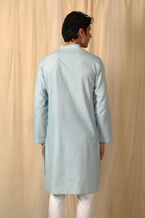 Rangsutra Baori Blue Hand Embroidered Full Sleeve Long Kurta - Image 6