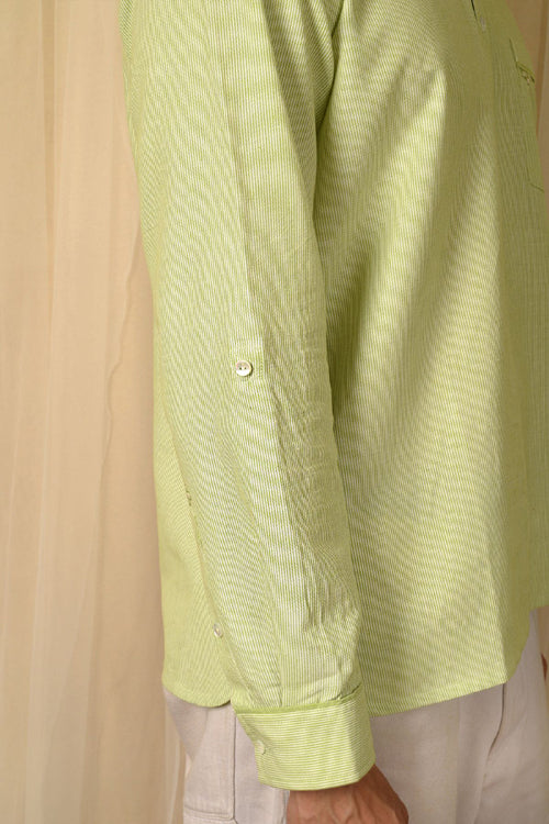 Rangsutra Baori Green Hand Embroidered Full Sleeve Short Kurta - Image 3