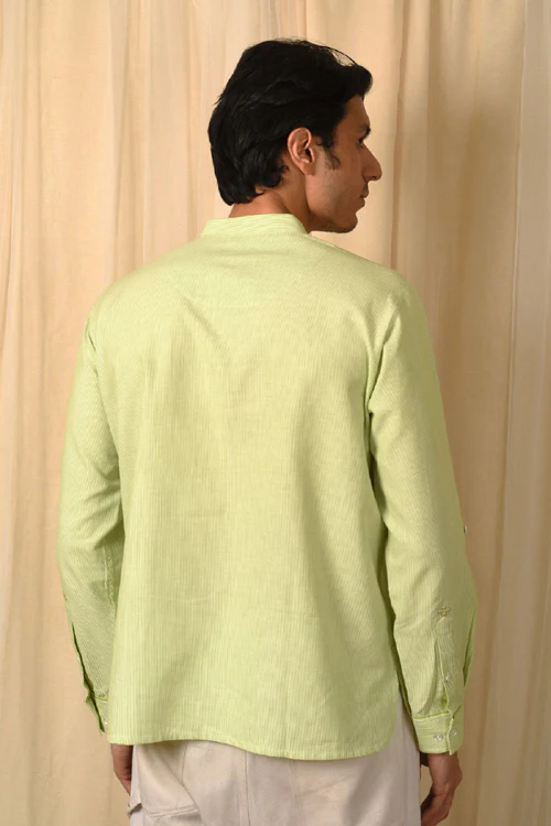 Rangsutra Baori Green Hand Embroidered Full Sleeve Short Kurta - Image 5