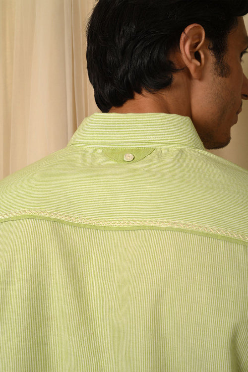 Rangsutra Baori Green Hand Embroidered Half Sleeve Shirt - Image 7