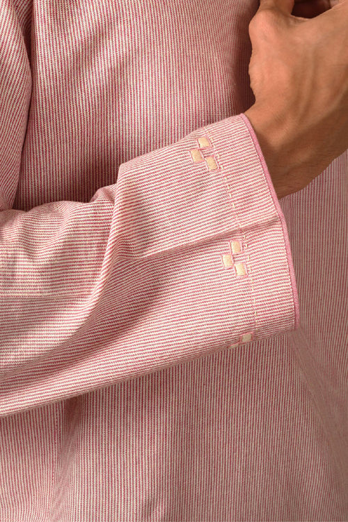 Rangsutra Baori Pink Hand Embroidered Full Sleeve Long Kurta - Image 5