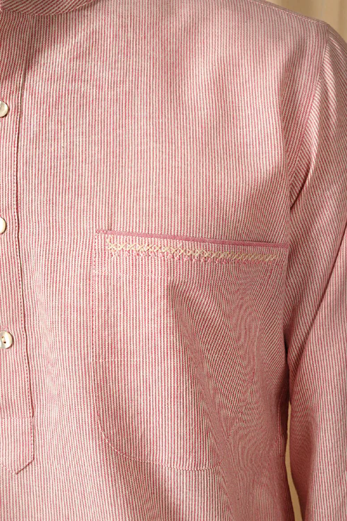 Rangsutra Baori Pink Hand Embroidered Full Sleeve Long Kurta - Image 6