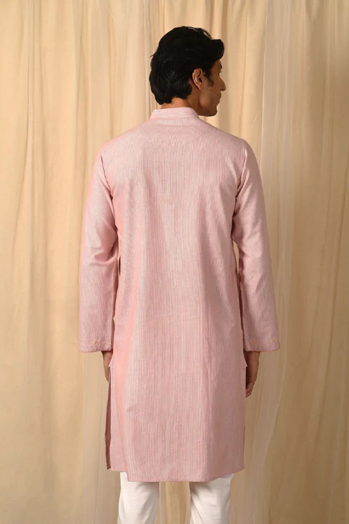 Rangsutra Baori Pink Hand Embroidered Full Sleeve Long Kurta - Image 8