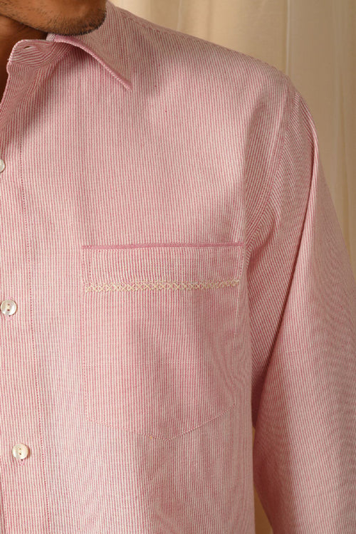 Rangsutra Baori Pink Hand Embroidered Full Sleeve Shirt - Image 2