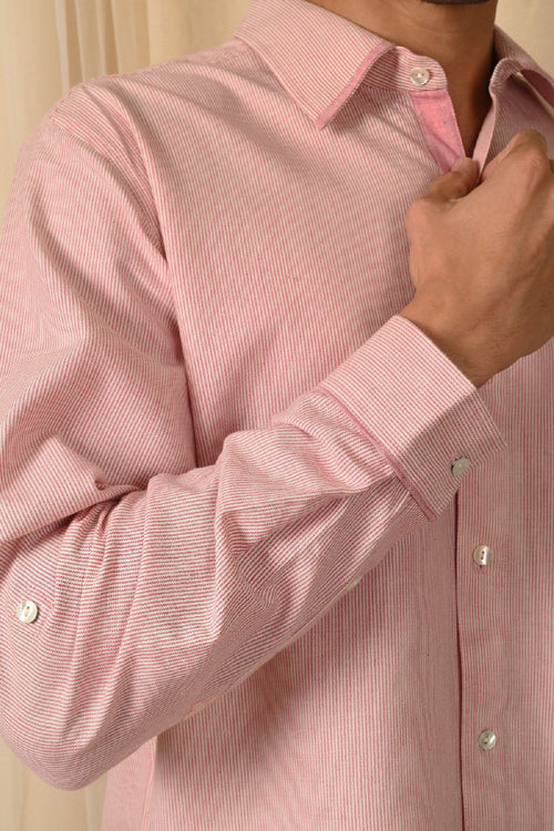 Rangsutra Baori Pink Hand Embroidered Full Sleeve Shirt - Image 5