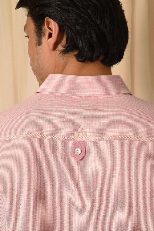 Rangsutra Baori Pink Hand Embroidered Full Sleeve Shirt - Image 7