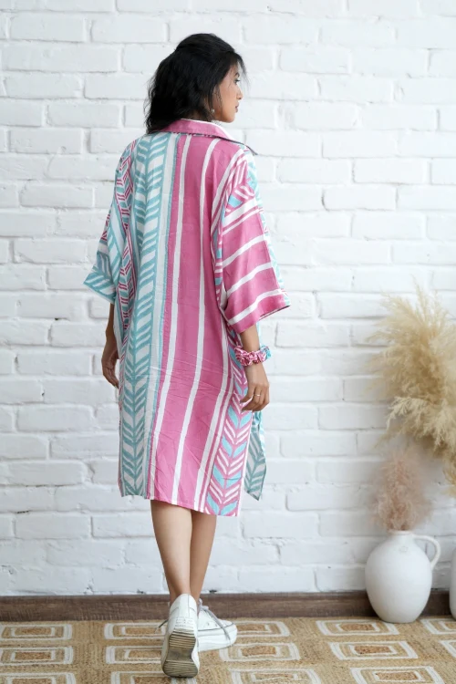 Sooti Syahi Barbie In Pink Hand Block Printed Oversize Shirt - Image 6