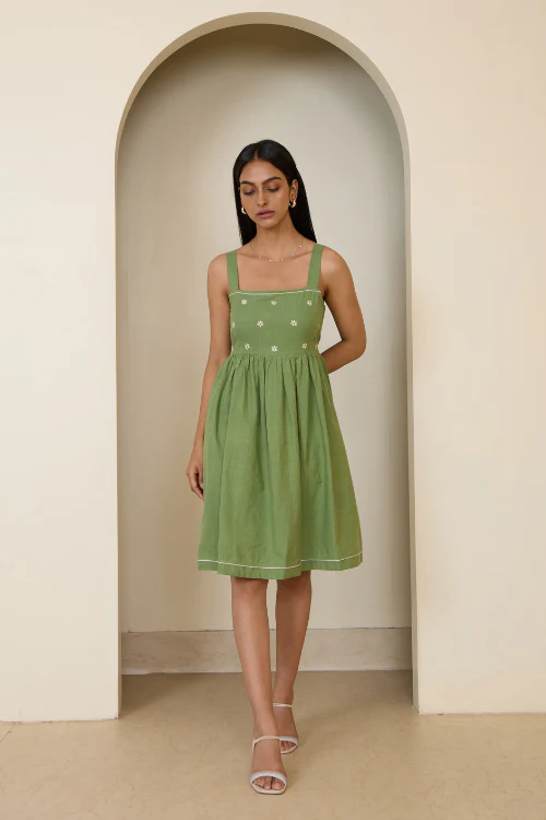 Bebaak Ada Floral Hand Embroidered & Handwoven Dress - Image 5