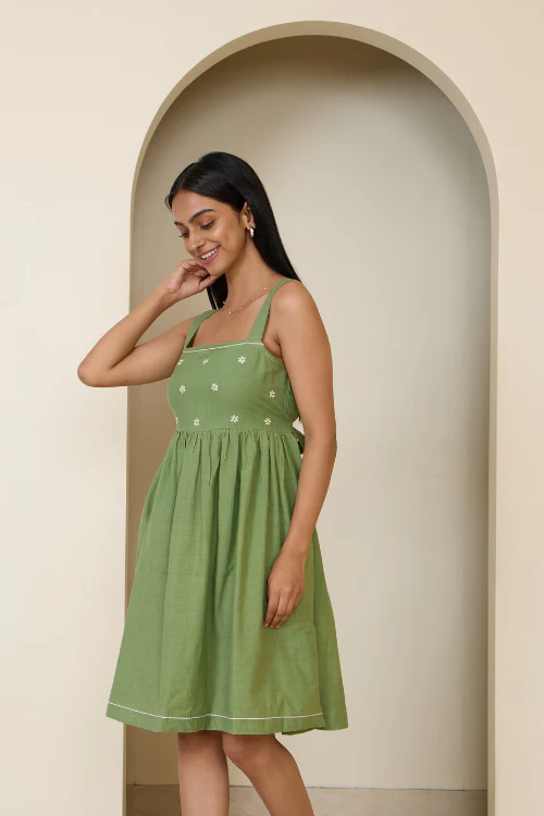 Bebaak Ada Floral Hand Embroidered & Handwoven Dress - Image 6