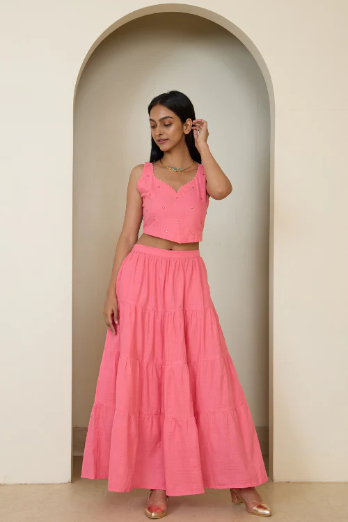 Bebaak Dia Hand Embroidered & Handwoven Skirt Set - Image 3