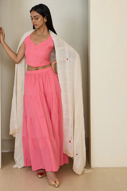 Bebaak Dia Hand Embroidered & Handwoven Skirt Set - Image 4