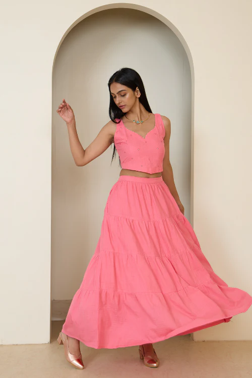 Bebaak Dia Hand Embroidered & Handwoven Skirt Set - Image 6