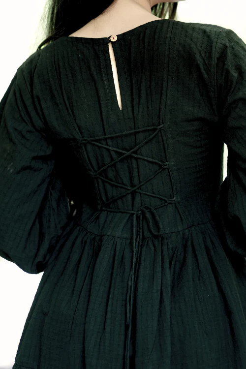 Bebaak Hand Embroidered & Handwoven Black Tier Dress - Image 5