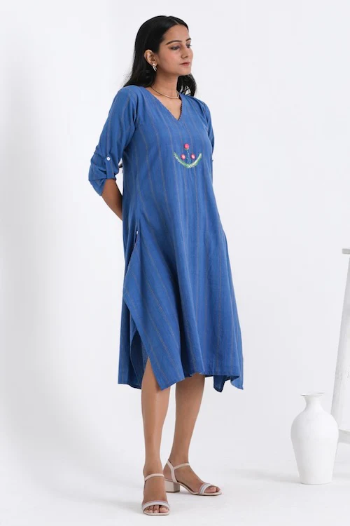 Bebaak Ira Asymmetrical Pure Cotton Hand Embroidered Dress - Image 5