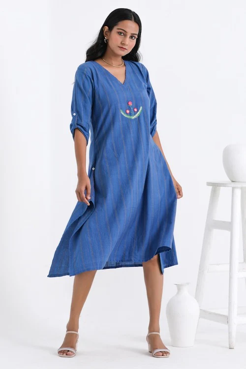 Bebaak Ira Asymmetrical Pure Cotton Hand Embroidered Dress - Image 6