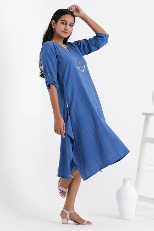 Bebaak Ira Asymmetrical Pure Cotton Hand Embroidered Dress - Image 8