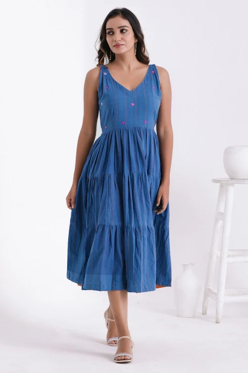 Bebaak Ira Flare Pure Cotton Hand Embroidered Dress - Image 2