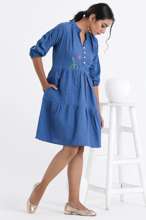 Bebaak Ira Midi Pure Cotton Hand Embroidered Dress - Image 2