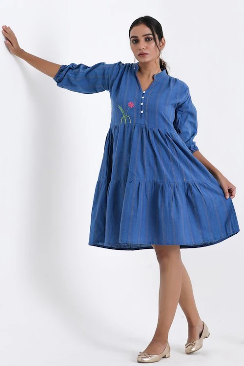 Bebaak Ira Midi Pure Cotton Hand Embroidered Dress - Image 3