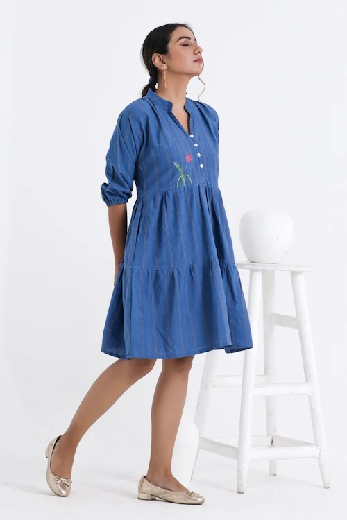 Bebaak Ira Midi Pure Cotton Hand Embroidered Dress - Image 6