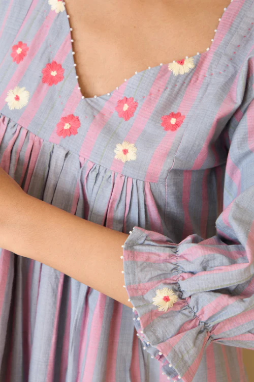 Bebaak Jane Flow Hand Embroidered & Handwoven Dress - Image 2