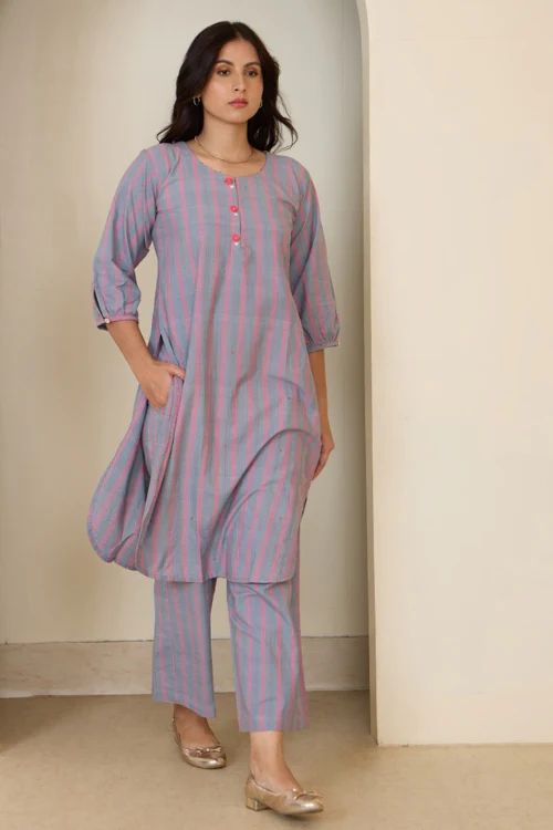 Bebaak Jane Rose Hand Embroidered & Handwoven Tunic Set