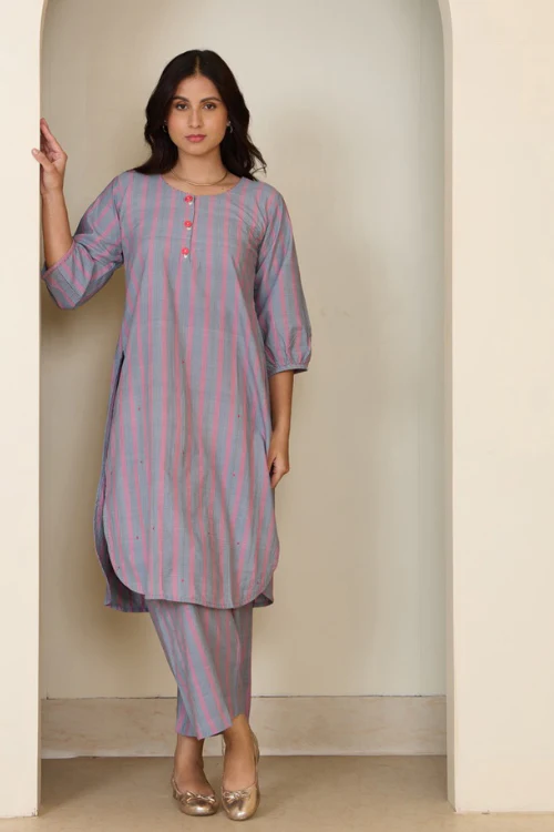 Bebaak Jane Rose Hand Embroidered & Handwoven Tunic Set - Image 5