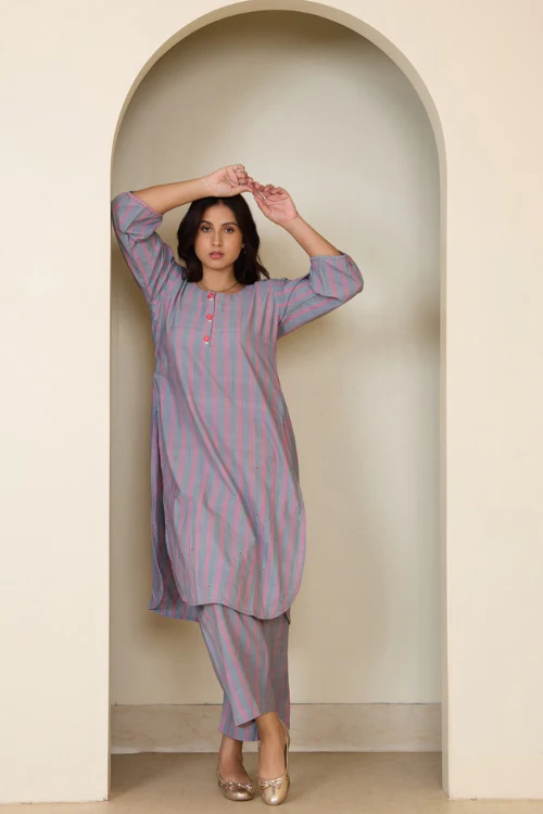 Bebaak Jane Rose Hand Embroidered & Handwoven Tunic Set - Image 6