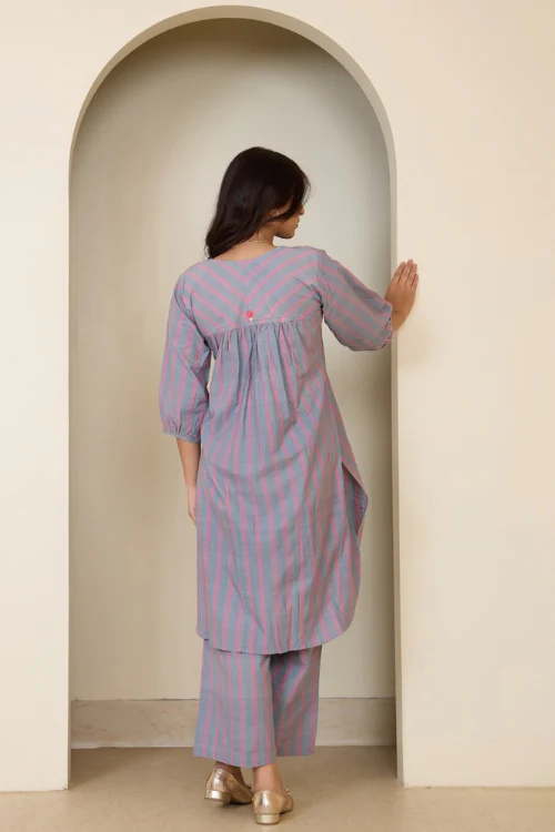 Bebaak Jane Rose Hand Embroidered & Handwoven Tunic Set - Image 7