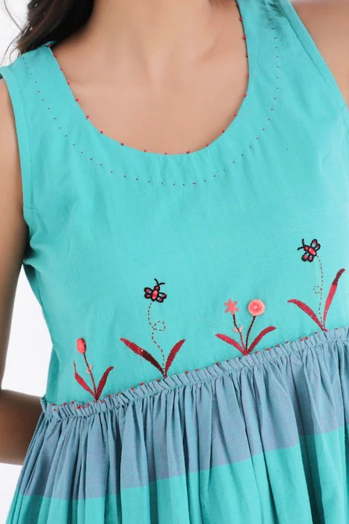 Bebaak Jheel Midi Pure Cotton Hand Embroidered Dress - Image 5