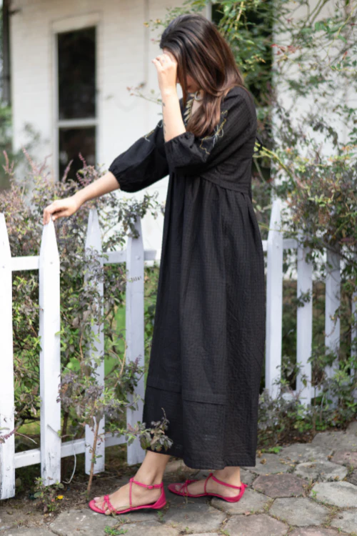 Bebaak Maya Hand Embroidered & Handwoven Black Maxi Dress - Image 5