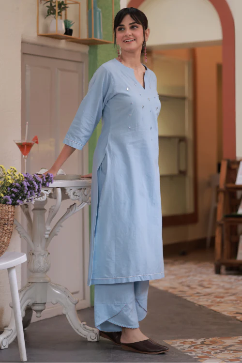 Bebaak Megha Mirror Handwoven Kurta Set - Image 4