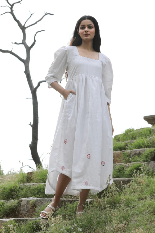 Bebaak Paloma Floral Handpainted & Handwoven Dress - Image 4