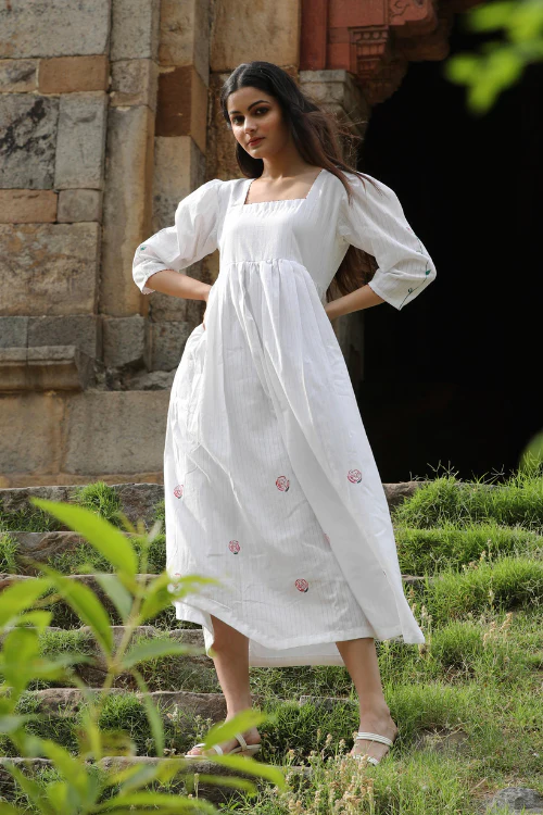 Bebaak Paloma Floral Handpainted & Handwoven Dress - Image 6